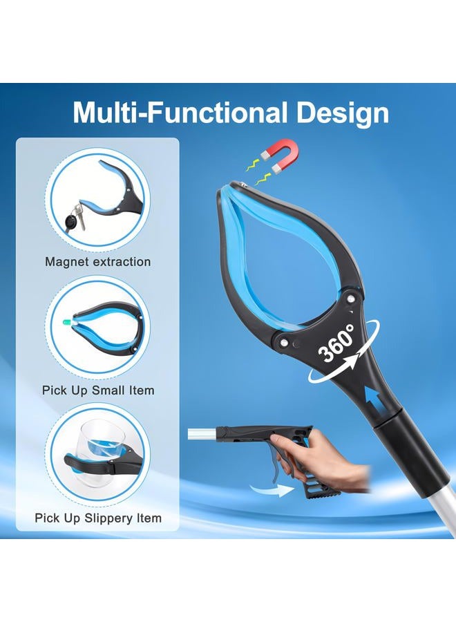 POPDA Grabber Reacher Tool - 32” Extra Long Foldable Gripper and Reaching Tool - Heavy Duty Pick Up Stick Grabbers for Seniors, Trash, Surgery Recovery Must Haves Gifts (Blue) - Image 4