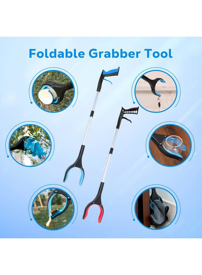 POPDA Grabber Reacher Tool - 32” Extra Long Foldable Gripper and Reaching Tool - Heavy Duty Pick Up Stick Grabbers for Seniors, Trash, Surgery Recovery Must Haves Gifts (Blue) - Image 5
