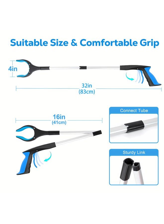 POPDA Grabber Reacher Tool - 32” Extra Long Foldable Gripper and Reaching Tool - Heavy Duty Pick Up Stick Grabbers for Seniors, Trash, Surgery Recovery Must Haves Gifts (Blue) - Image 3