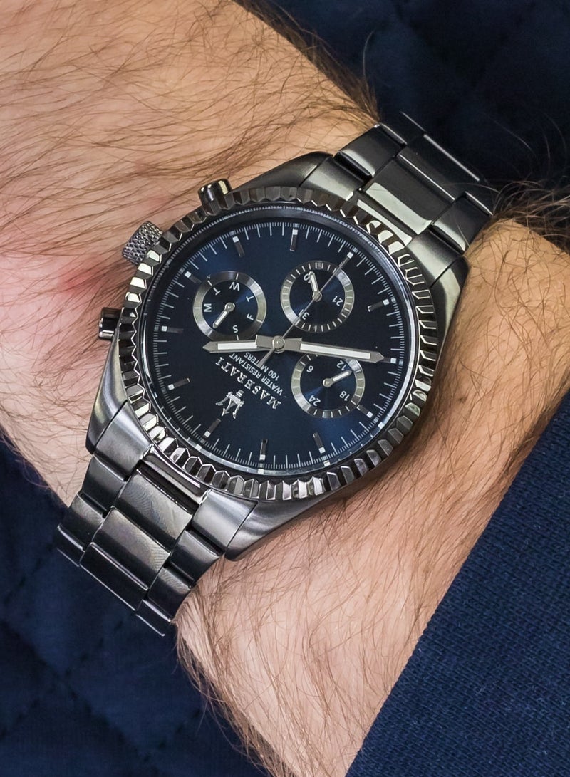 مازيراتي كومبيتيزيوني كوليكشن ساعة رجالية ستانلس ستيل رمادي مع سوار من الستانلس ستيل - Image 3