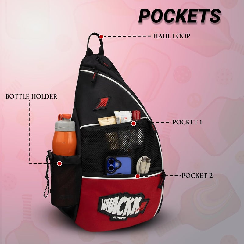 WHACKK Stance Red 23L Pickleball/Table Tennis TT Bag - Image 3