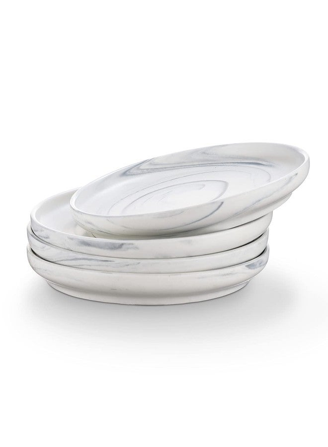 Stone lain Brighton Porcelain Plates, 4 Count, Marbled White and Grey - Image 2