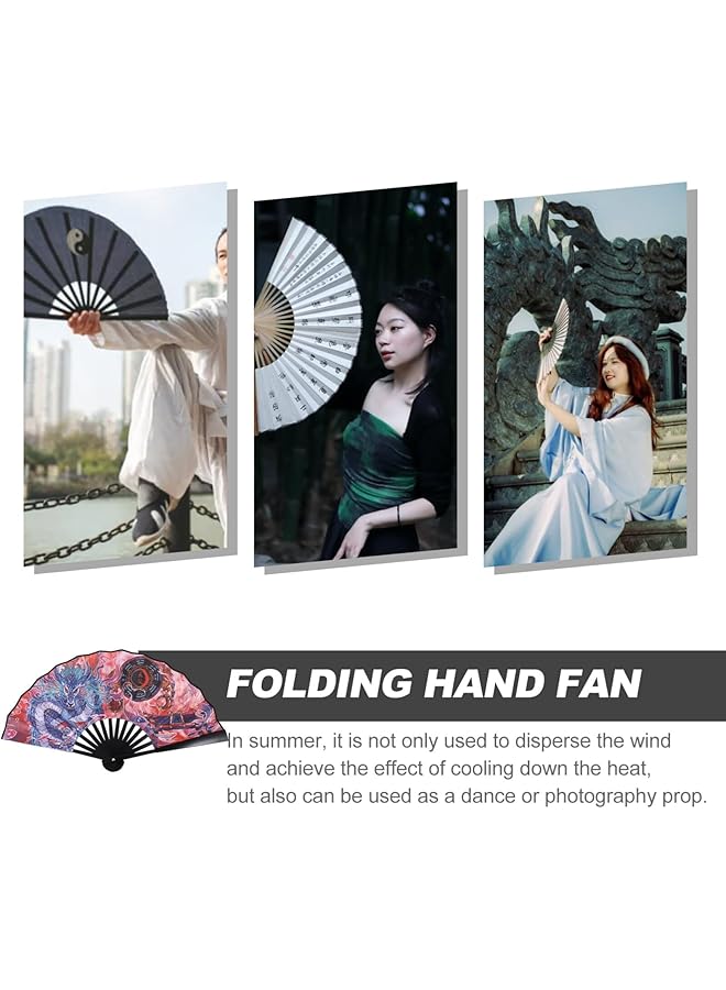 إيروريكس مروحة يدوية قابلة للطي على الطراز الصيني مروحة يدوية على شكل تنين مروحة حريرية قابلة للطي 2024 هدية تذكارية لحيوانات الأبراج ديكور شرقي لحفلات الرقص والمهرجانات - Image 4