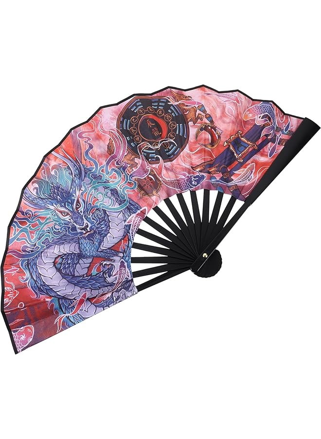 إيروريكس مروحة يدوية قابلة للطي على الطراز الصيني مروحة يدوية على شكل تنين مروحة حريرية قابلة للطي 2024 هدية تذكارية لحيوانات الأبراج ديكور شرقي لحفلات الرقص والمهرجانات - Image 1