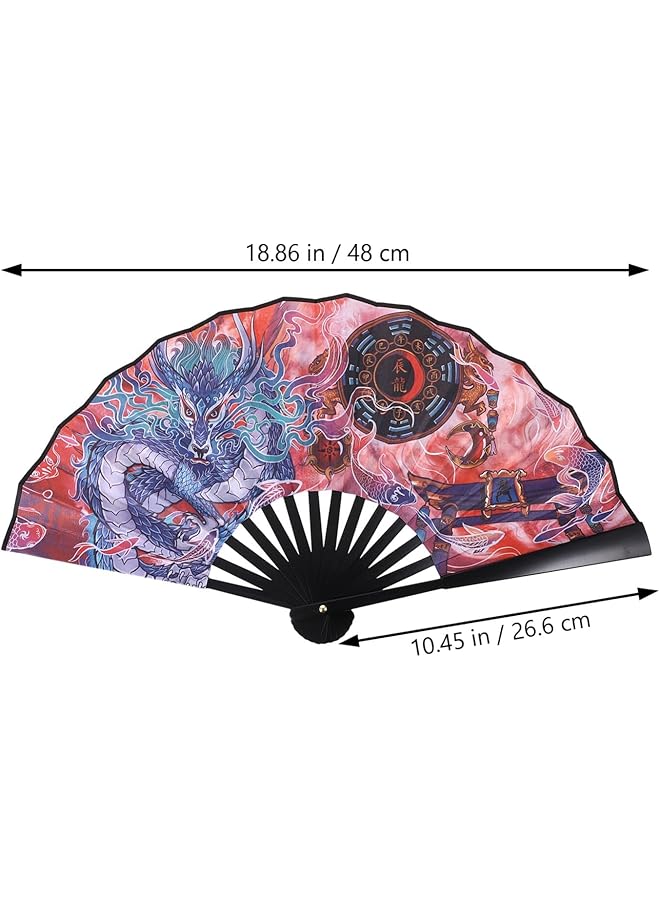 إيروريكس مروحة يدوية قابلة للطي على الطراز الصيني مروحة يدوية على شكل تنين مروحة حريرية قابلة للطي 2024 هدية تذكارية لحيوانات الأبراج ديكور شرقي لحفلات الرقص والمهرجانات - Image 2