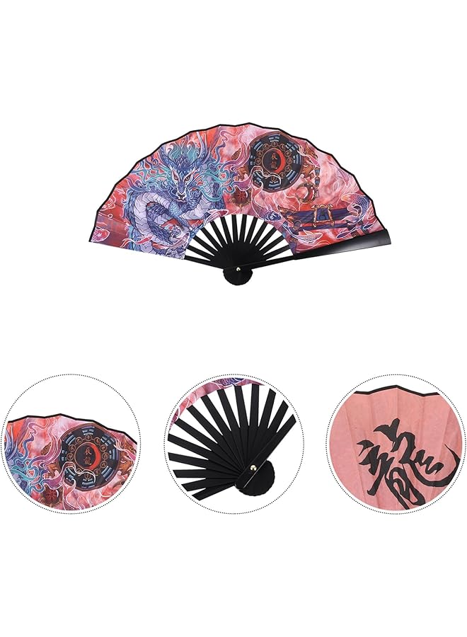 إيروريكس مروحة يدوية قابلة للطي على الطراز الصيني مروحة يدوية على شكل تنين مروحة حريرية قابلة للطي 2024 هدية تذكارية لحيوانات الأبراج ديكور شرقي لحفلات الرقص والمهرجانات - Image 3