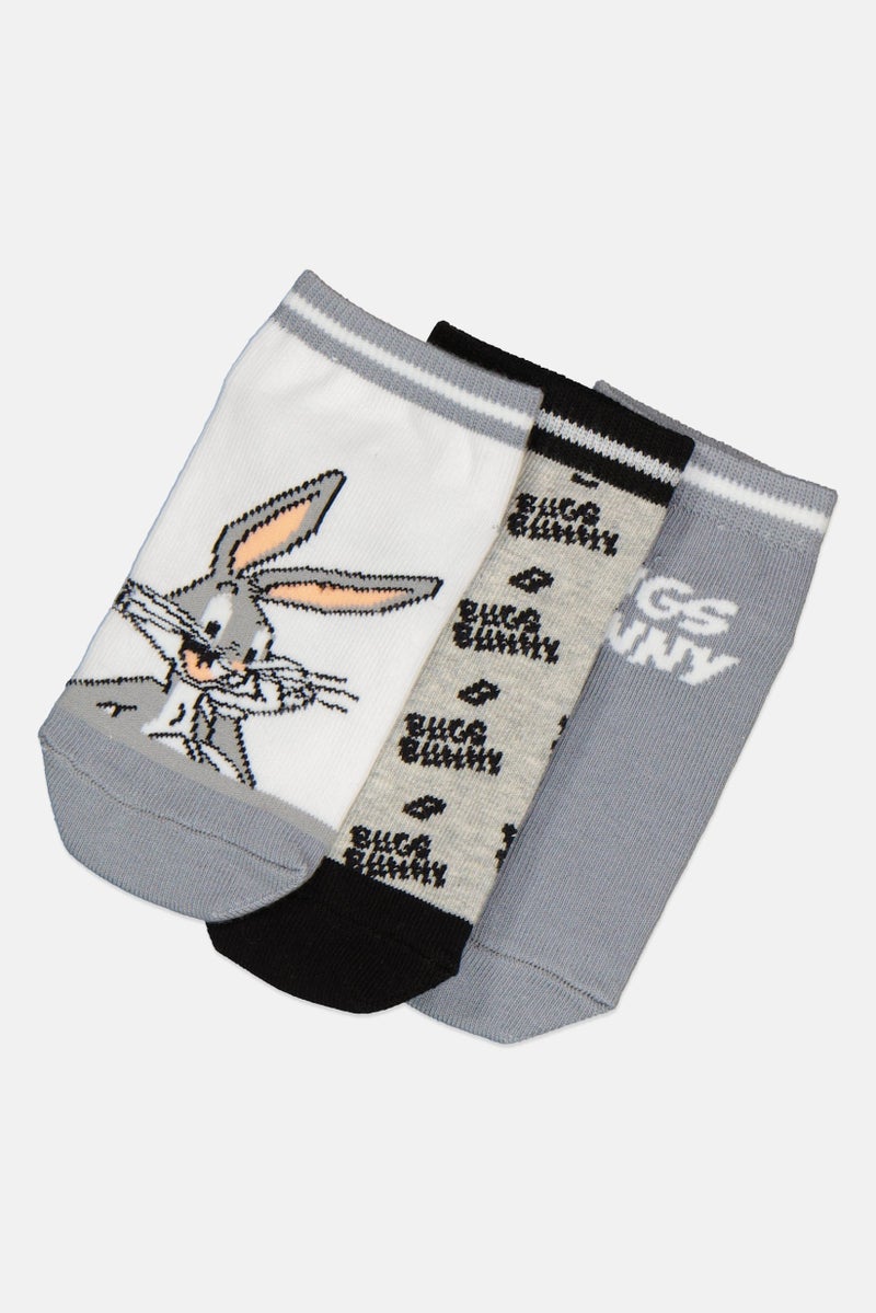 Looney Tunes Kids Boy 3 Pairs Graphic Socks, Multicolor  - Image 1