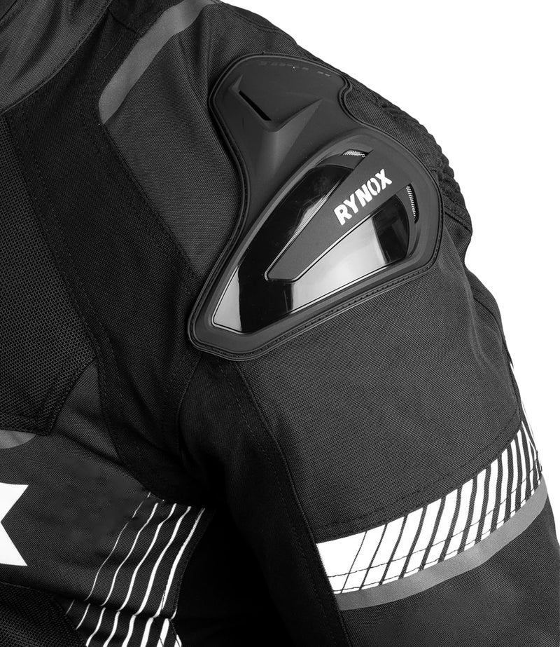Rynox Apex Evo Jacket - CE Certified Class AA | Motorcycle Riding Jacket | Impact Protection | Abrasion Resistance - Black White, 2XL - Image 5