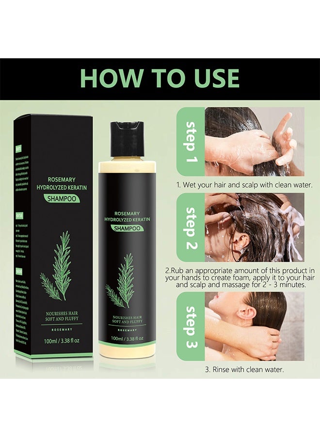 YILEST Rosemary Hydrolyzed Keratin Shampoo, Organic Rosemary Hair Growth Shampoo, Natural Thickening & Strengthening Shampoo with Hydrolyzed Keratin for Thinning Hair & Hair Loss, Unisex 100ml - Image 5