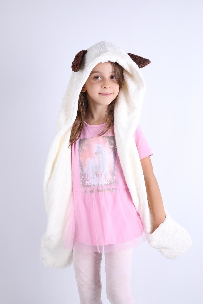 Baby Hola Babyhola Girl Boy Babyhola Girl Boy Child Eared Plush Beanie with Pocket Gloves Winter 1300  - Image 2