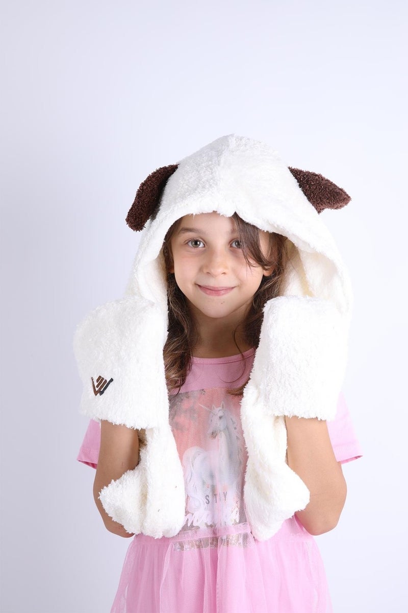 Baby Hola Babyhola Girl Boy Babyhola Girl Boy Child Eared Plush Beanie with Pocket Gloves Winter 1300  - Image 1