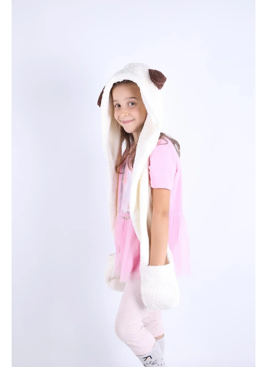 Baby Hola Babyhola Girl Boy Babyhola Girl Boy Child Eared Plush Beanie with Pocket Gloves Winter 1300