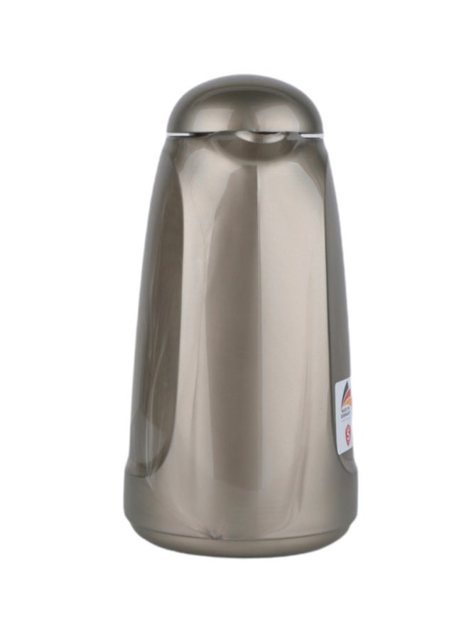 Valk Valk-3 Vacuum Thermose With Push Cover Double Wall Glass With Push Cover 1.0 Liter  Wide Mouth With Anti-Leakage Cap Double Walled  Light Metallic Brown Color - Image 4