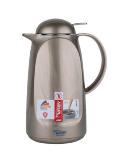 Valk Valk-3 Vacuum Thermose With Push Cover Double Wall Glass With Push Cover 1.0 Liter  Wide Mouth With Anti-Leakage Cap Double Walled  Light Metallic Brown Color  - Image 2
