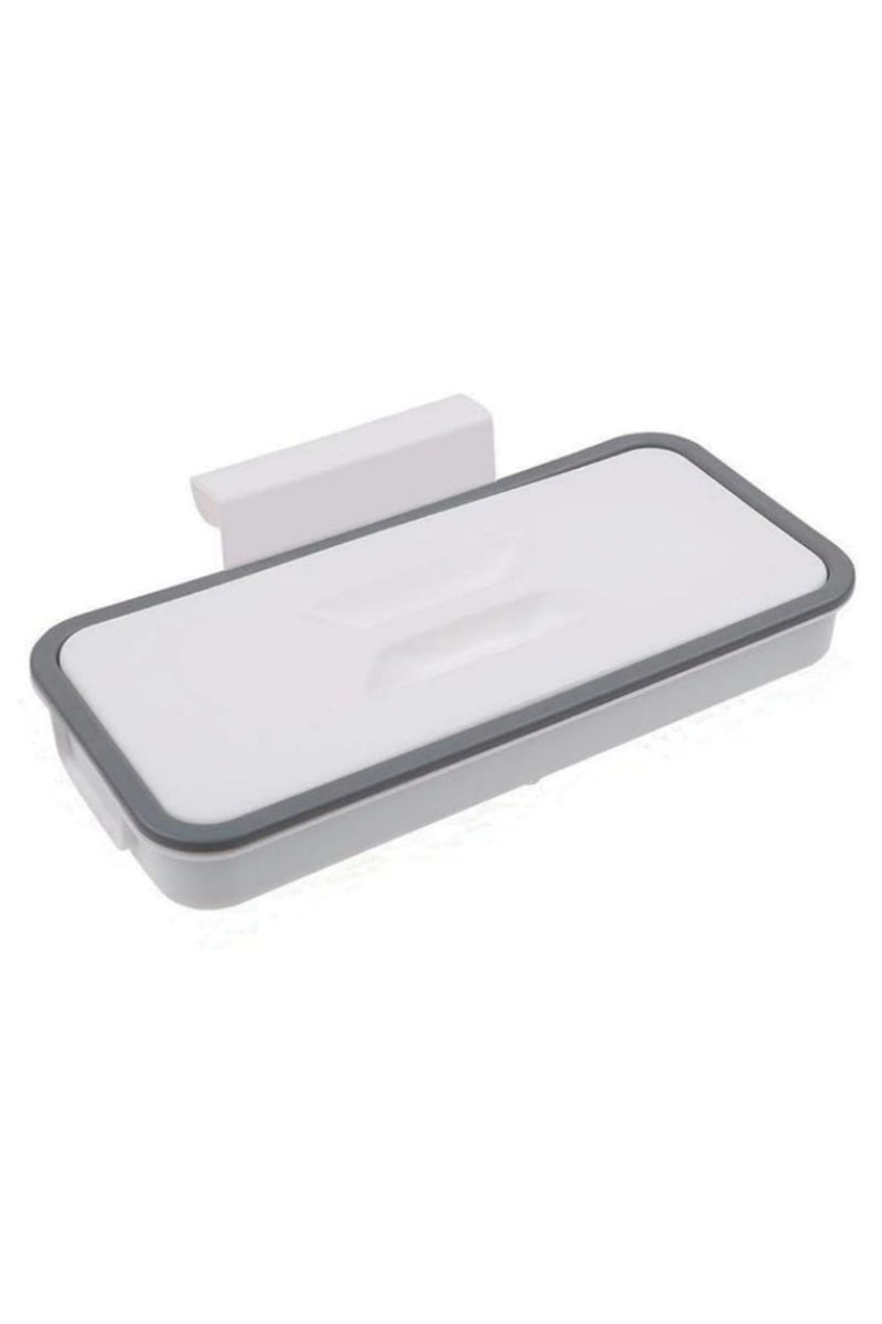 1pc Kitchen Cabinet Hanging Trash Bag Shelf Household Non Marking Sticker With Lid Trash Can Storage Rack Organizer for Small Space Saving Waste Bin Holder - Image 1