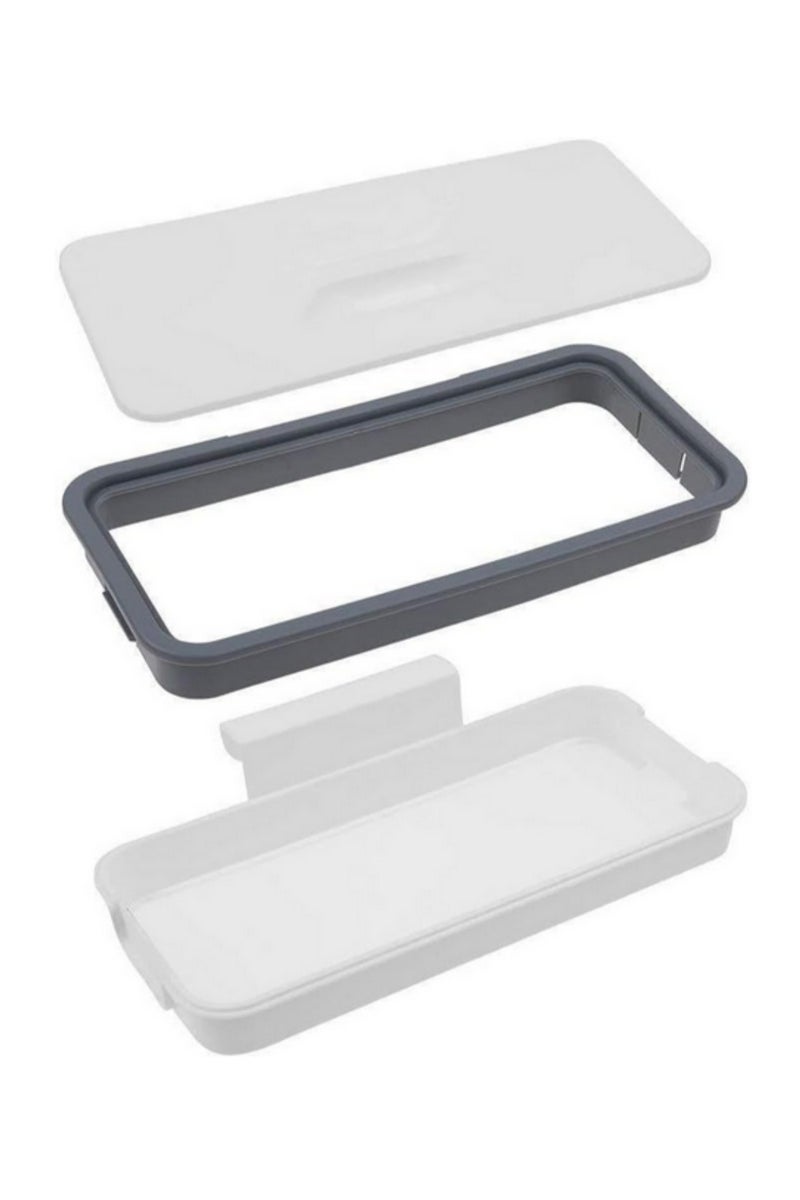 1pc Kitchen Cabinet Hanging Trash Bag Shelf Household Non Marking Sticker With Lid Trash Can Storage Rack Organizer for Small Space Saving Waste Bin Holder - Image 2