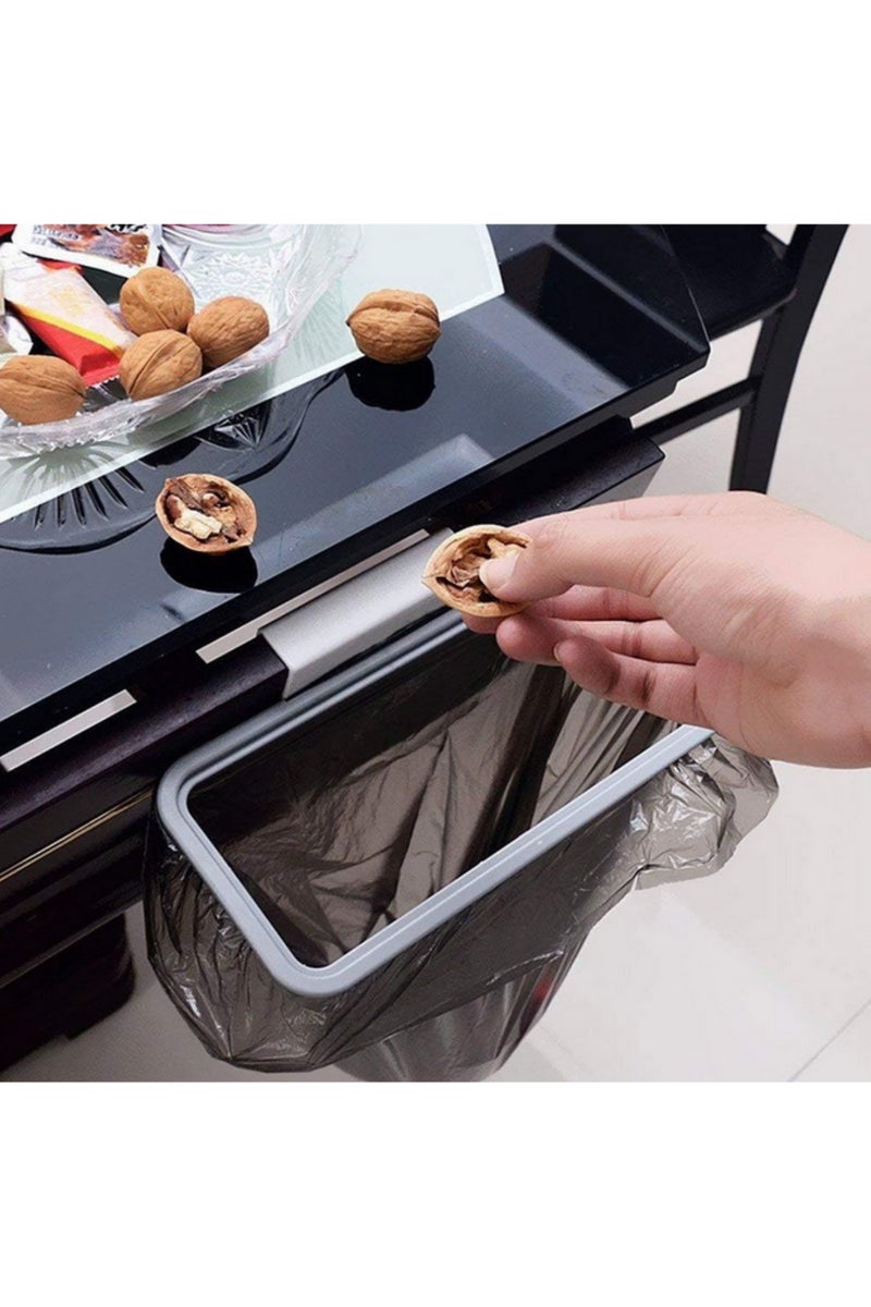 1pc Kitchen Cabinet Hanging Trash Bag Shelf Household Non Marking Sticker With Lid Trash Can Storage Rack Organizer for Small Space Saving Waste Bin Holder - Image 3
