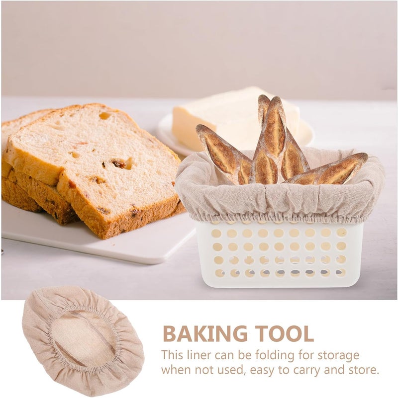 Sourdough Bread Proofing Basket Cloth Liner Oval 24x18x8cm Baking Dough Basket Cover Beige Cotton for Home Baking and Pastry Making - Image 3