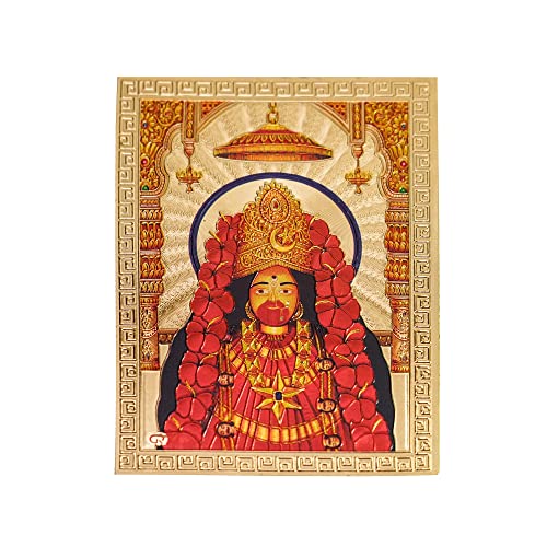 Hawai Gold Plated Acrylic Sheet Printed Maa Tara Sticker, Size 3.5 x 2.5 Inch | Self Adhesive Waterproof Tara Mata Religious Sticker for Car Dashboard, Mobile, Wallet, Temple & Pooja Room - Image 1