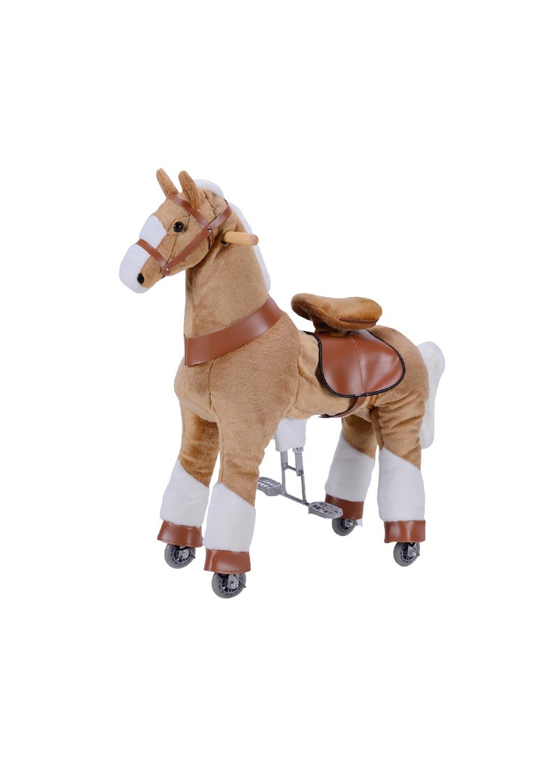 Cool Baby - Horse Ride on Toy for Toddlers Ride on Rocking Horse Toy Plush Walking Pony Mechanical Riding Horse Medium Size for Age 5-12（Brown and White） - Image 1