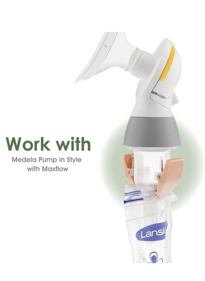Generic - محولات أكياس تخزين حليب الثدي - الجيل الثالث، رقبة ضيقة، متوافقة مع مضخات Medela (جميعها) ومضخات Ameda المحددة. متوافقة أيضًا مع أكياس تخزين حليب الثدي Lansinoh وNuk - Image 1