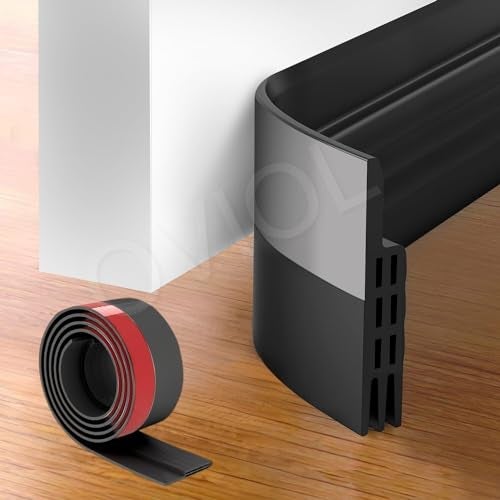OVIOL Door Bottom Sealing Strip Self-Adhesive Under Gap Filler Rubber Dust Stopper for Home Door Gap Sealing Strip Cockroach Insect Bugs Draft Stopper Waterproof (1 MTR Pack of 1, Black) - Image 1