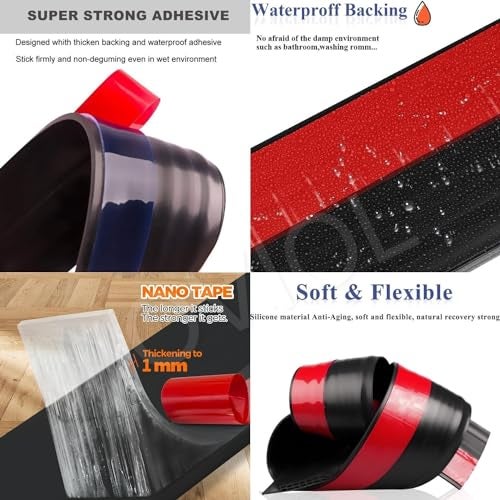 OVIOL Door Bottom Sealing Strip Self-Adhesive Under Gap Filler Rubber Dust Stopper for Home Door Gap Sealing Strip Cockroach Insect Bugs Draft Stopper Waterproof (1 MTR Pack of 1, Black) - Image 5
