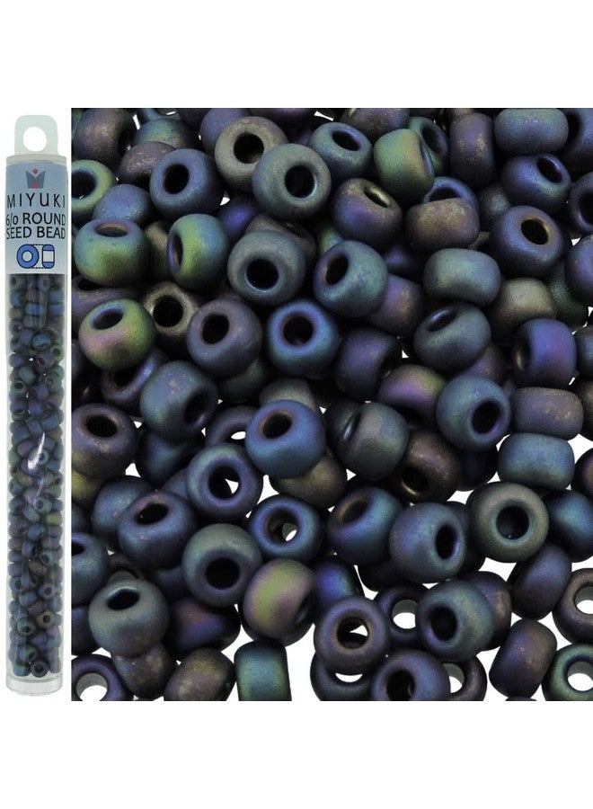 Miyuki Round Seed Beads Size 6/0 20G Matte Black Ab - Image 1