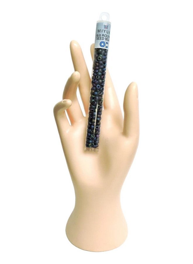 Miyuki Round Seed Beads Size 6/0 20G Matte Black Ab - Image 2