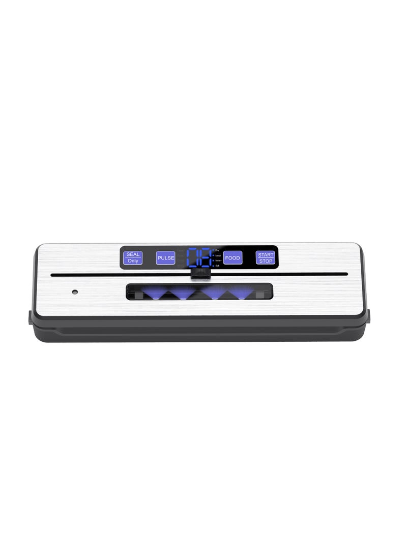 الآلة المفرغة للهواء مع سلكي تسخين مزدوج، نافذة عرض LED، مقطعة مدمجة، وضعي الرطوبة والجفاف، تصميم مدمج، تشمل 5 أكياس تفريغ هواء، مثالية لحفظ الطعام وطهي السو فيد. - Image 1