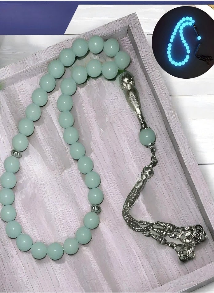 TOVELE5 - Ramadan Gift/ Natural glow-in-the-dark Stone Prayer Beads/Tasbih/ 33Pcs/ Muslim/High-end gifts - Image 1