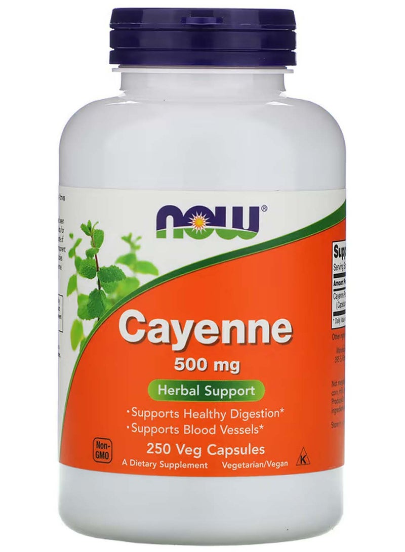 now Cayenne, 500 mg - 250 Veg Capsules - Image 1