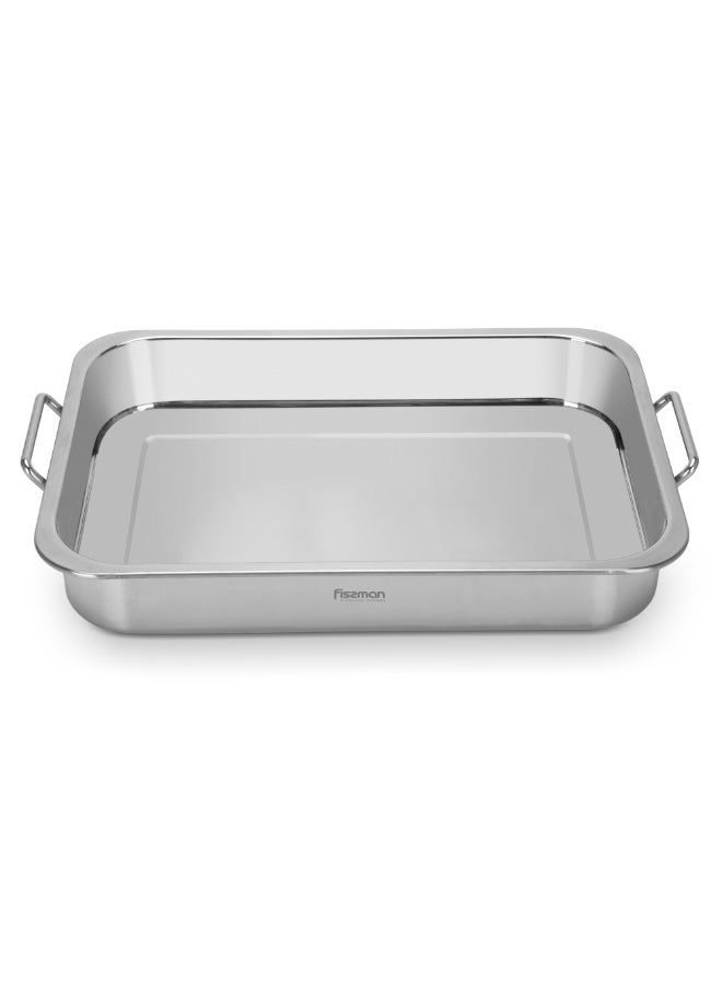 Fissman Rectangular Roaster Pan 32x23cm, Stainless Steel 5cm Deep Roaster Tray w/Foldaway Handles| Mirror-Polished Finish |Durable High-Heat Roasting Pan for Baking, Roasting, (Oven/Dishwasher Safe)  - Image 4