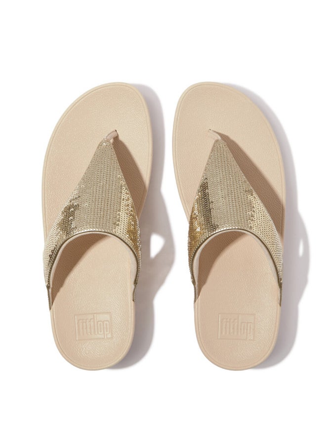 FitFlop 049-841 Fitflop Ladies Lulu Sequin Toe-Post Sandals JF3-675 Platin  - Image 1