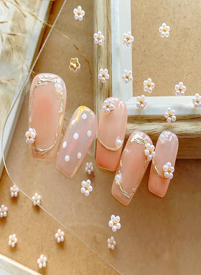 JALIYA 3D White Pearl Flower Nail Charms Cute Pearls Flowers for Nails Design Floral Nail Charm Small Flower Nail Art Charms Nail Rhinestones Manicure Decor Accessories Flatback Charms for Crafts,10pcs - Image 3