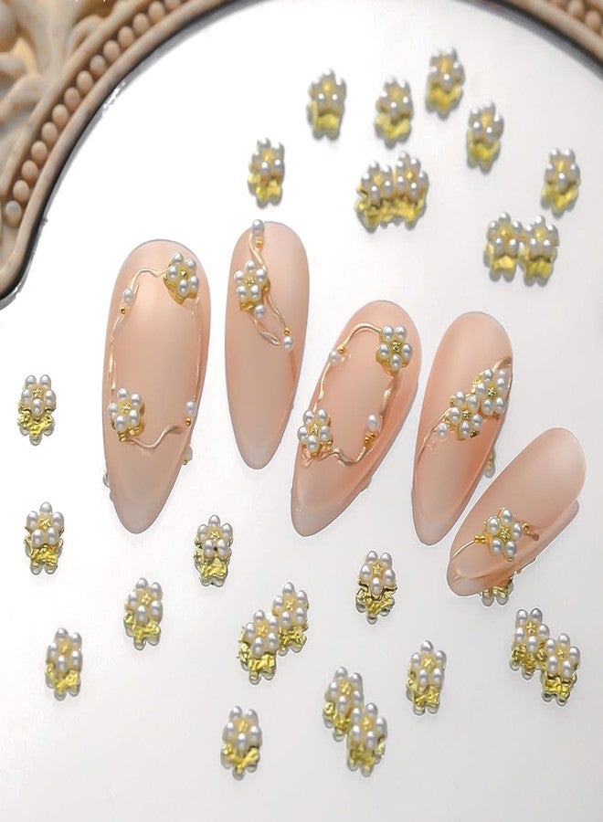 JALIYA 3D White Pearl Flower Nail Charms Cute Pearls Flowers for Nails Design Floral Nail Charm Small Flower Nail Art Charms Nail Rhinestones Manicure Decor Accessories Flatback Charms for Crafts,10pcs - Image 5