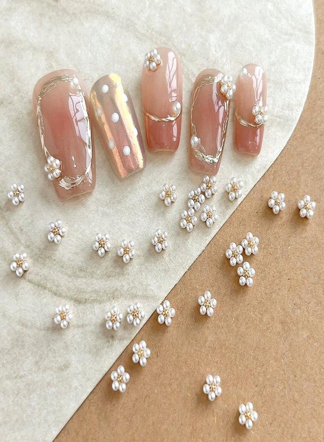 JALIYA 3D White Pearl Flower Nail Charms Cute Pearls Flowers for Nails Design Floral Nail Charm Small Flower Nail Art Charms Nail Rhinestones Manicure Decor Accessories Flatback Charms for Crafts,10pcs - Image 4