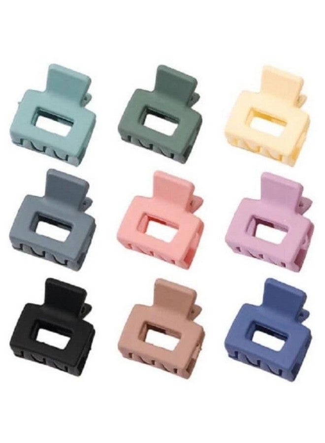 DN Creation Set of 9 Plastic Rectangle Hair Claw Matte Solid Color,Non-Slip Catch Hair Clips Jumbo Hair Styling Accessories- Assorted Color - Image 1