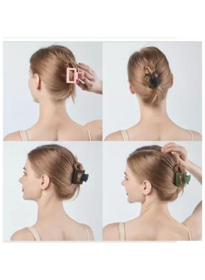 DN Creation Set of 9 Plastic Rectangle Hair Claw Matte Solid Color,Non-Slip Catch Hair Clips Jumbo Hair Styling Accessories- Assorted Color - Image 2