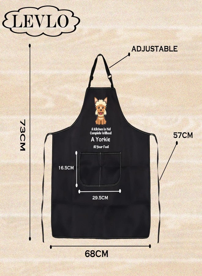 LEVLO Funny Yorkie Kitchen Apron A Kitchen is Not Complete Without A Yorkie Kitchen Apron for Dog Dad Mom(Without A Yorkie) - Image 2