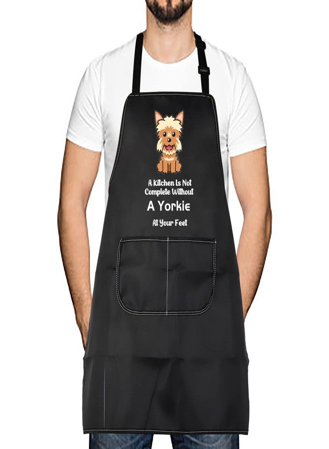 LEVLO Funny Yorkie Kitchen Apron A Kitchen is Not Complete Without A Yorkie Kitchen Apron for Dog Dad Mom(Without A Yorkie) - Image 1