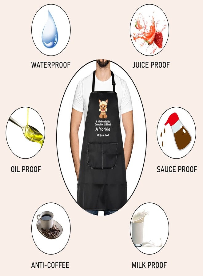 LEVLO Funny Yorkie Kitchen Apron A Kitchen is Not Complete Without A Yorkie Kitchen Apron for Dog Dad Mom(Without A Yorkie) - Image 3
