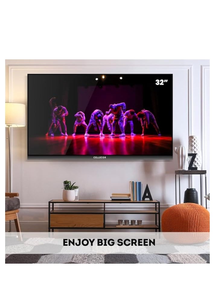 CELLECOR - Cellecor Smart TV E-32P HD LED Smart Android TV, 24W Dual Speakers Sound,Bluetooth Connectivity, Chromecast Built-In Specifications HD Resolution Android 10| 1GB RAM| 8GB ROM - Image 1