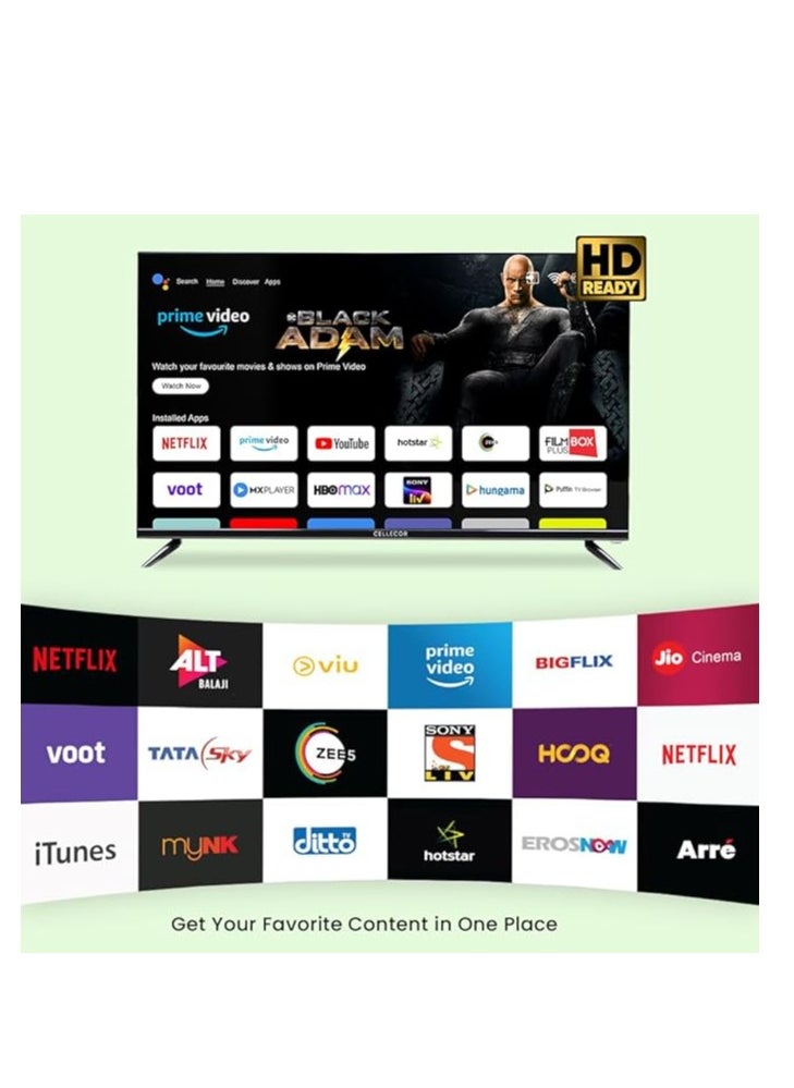 CELLECOR - Cellecor Smart TV E-32P HD LED Smart Android TV, 24W Dual Speakers Sound,Bluetooth Connectivity, Chromecast Built-In Specifications HD Resolution Android 10| 1GB RAM| 8GB ROM - Image 1