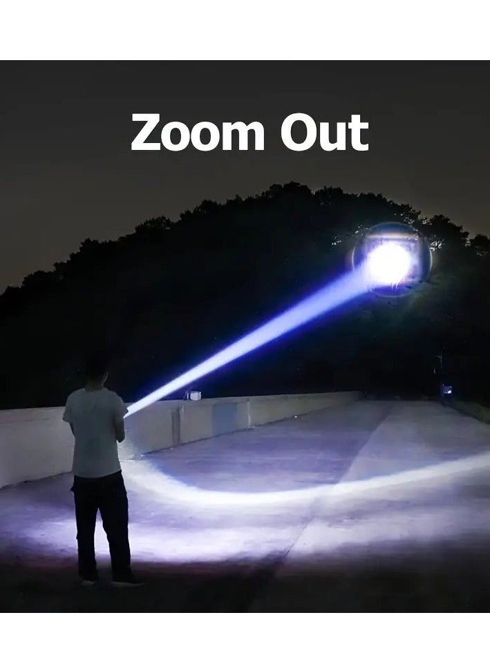 BlueFire 40000LM Super Bright Rechargeable Tactical Flashlight – 5000m Long-Range Zoomable LED Torch, 90W Aluminum Alloy Flashlight with Power Bank, 18650 Batteries, 5 Modes (High/Medium/Low/SOS/Stepless Dimming) for Camping, Hiking, Emergency  - Image 2