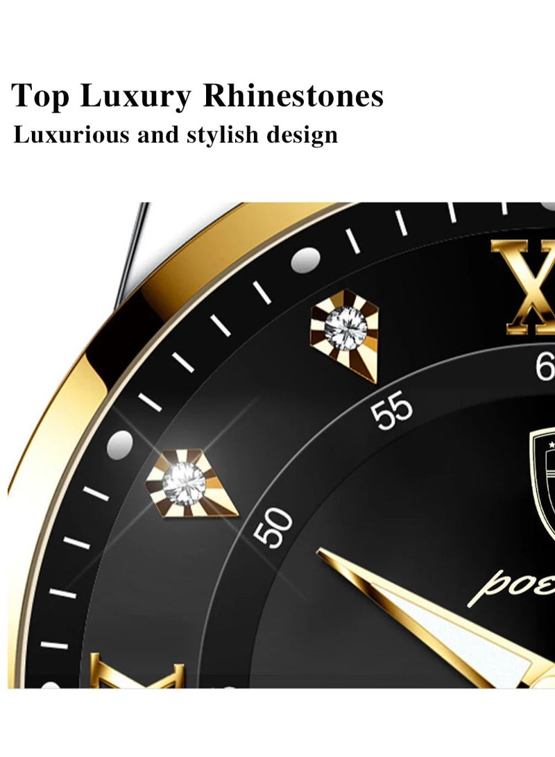 پوداجار ساعة رجالية من الفولاذ المقاوم للصدأ، ساعات كوارتز للأعمال مقاومة للماء، مضيئة، تاريخ الأسبوع، ساعة يد رجالية - 42 ملم - Image 3