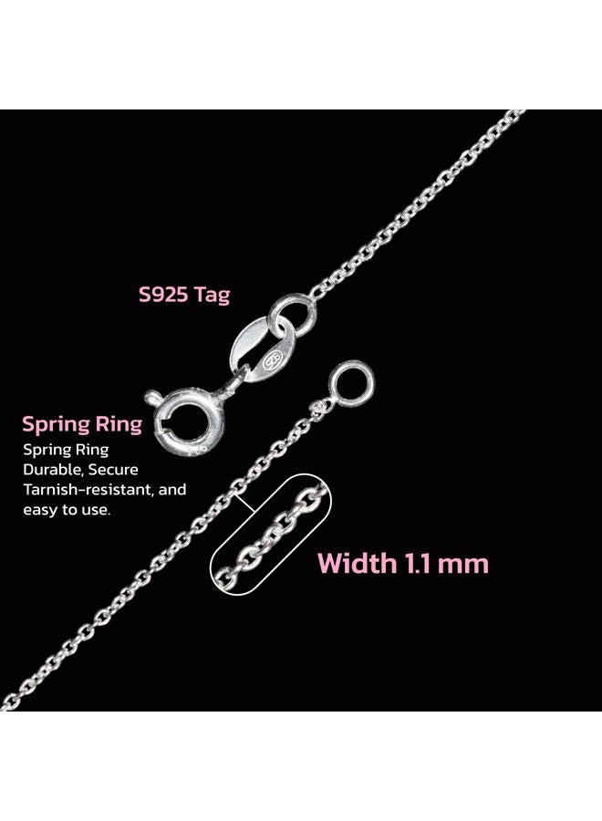 Diverdi Cable Chain Necklace 1.1mm for women, 20 Inches, Sterling Silver, No Gemstone - Image 3
