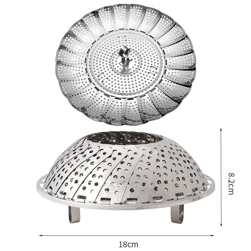 Vegetable Steamer Basket,Steamer Basket Stainless Steel, Folding Steamer Insert for Veggie Fish Seafood Cooking, Expandable to Fit Various Size Pot (5.1" to 9") - Image 4