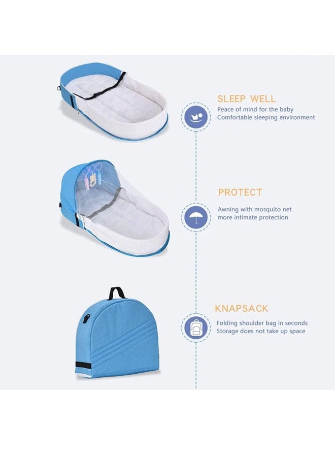 Beauenty Baby Travel Cot with Net and Awning Portable Baby Cot Changing Bag Foldable Baby Cot with Net Cuddly Nest Baby Cot Grey - Image 5
