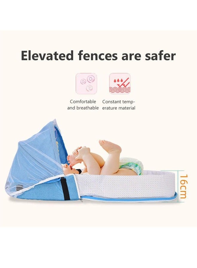 Beauenty Baby Travel Cot with Net and Awning Portable Baby Cot Changing Bag Foldable Baby Cot with Net Cuddly Nest Baby Cot Grey - Image 3